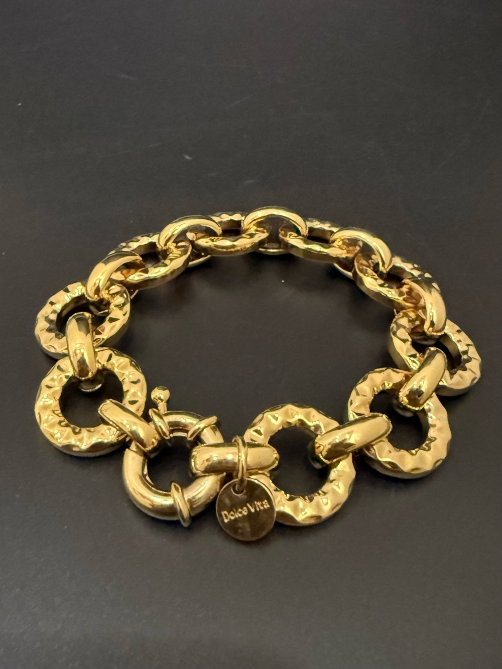 DOLCE VITA 18KGP BZ Gold-plated over Bronze Chunky Interlocking Link Bracelet